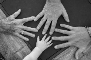 Family hands across generations